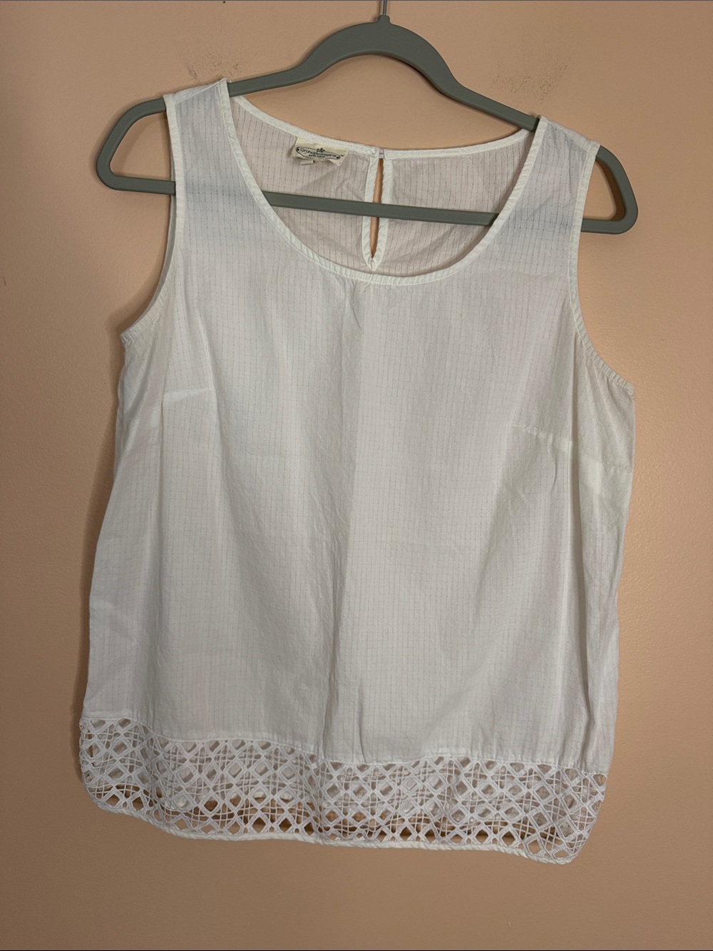 grand & greene White Sleeveless Camisole with Lace Hem